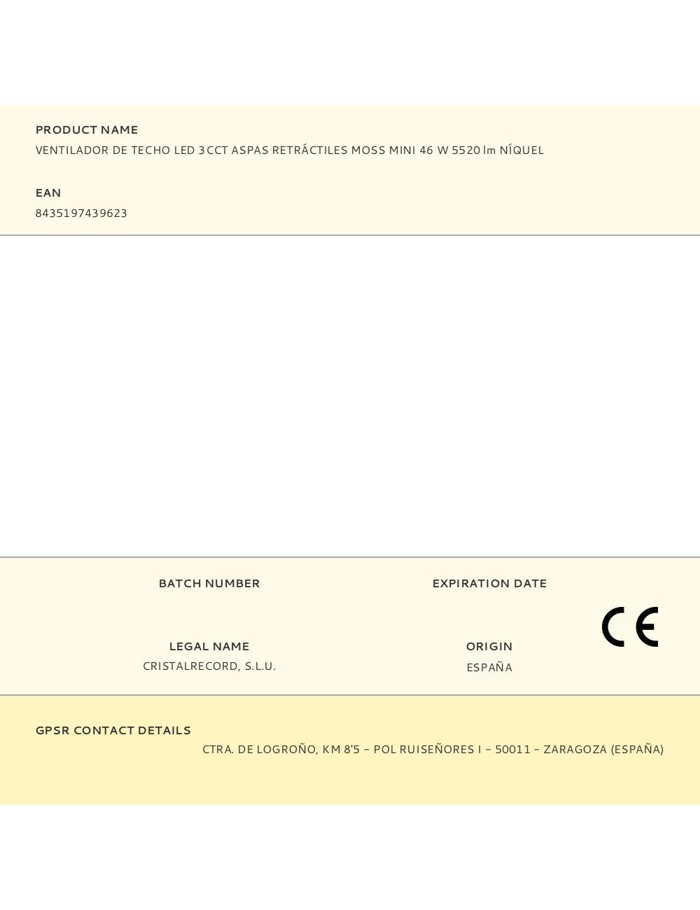 Ventilador de techo led 3cct aspas retráctiles moss mini 46 w 5520 lm níquel, aspas ø92 cm, plafón ø39 cm, altura 32 - 42 cm ...