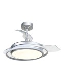 Ventilador de techo led 3cct aspas retráctiles antila mini 40 w 4000 lm plata, aspas ø92 cm, plafón ø40 cm, altura 38 - 48 c ...
