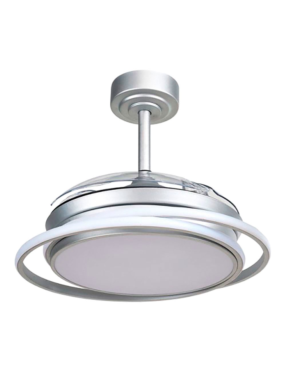 Ventilador de techo led 3cct aspas retráctiles antila mini 40 w 4000 lm plata, aspas ø92 cm, plafón ø40 cm, altura 38 - 48 c ...