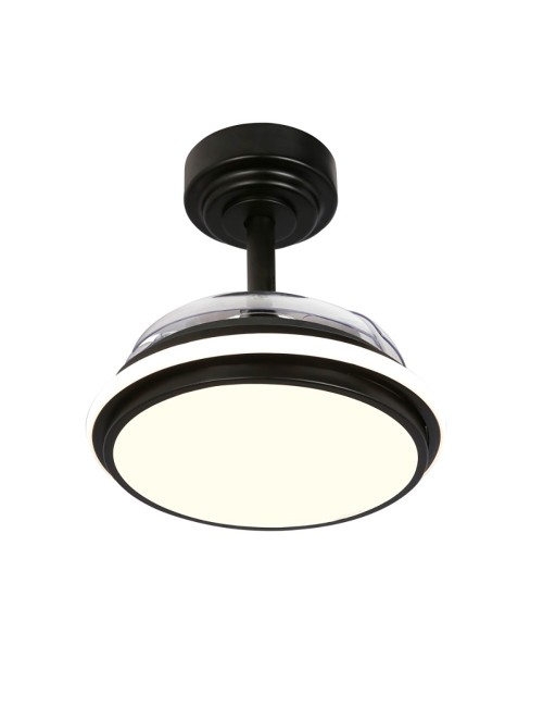 Ventilador de techo led 3cct aspas retráctiles antila mini xs 35 w 3000 lm negro, aspas ø55 cm, plafón ø32 cm, altura 38 - 4 ...