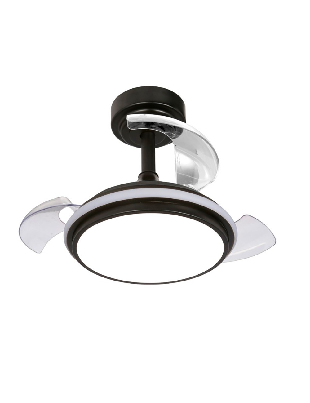 Ventilador de techo led 3cct aspas retráctiles antila mini xs 35 w 3000 lm negro, aspas ø55 cm, plafón ø32 cm, altura 38 - 4 ...