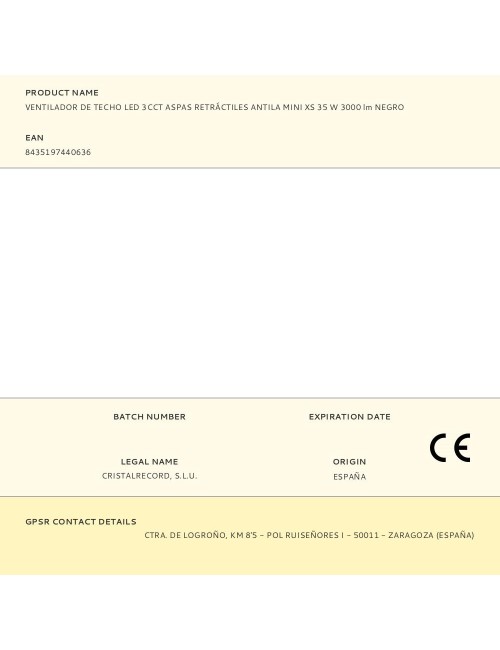 Ventilador de techo led 3cct aspas retráctiles antila mini xs 35 w 3000 lm negro, aspas ø55 cm, plafón ø32 cm, altura 38 - 4 ...