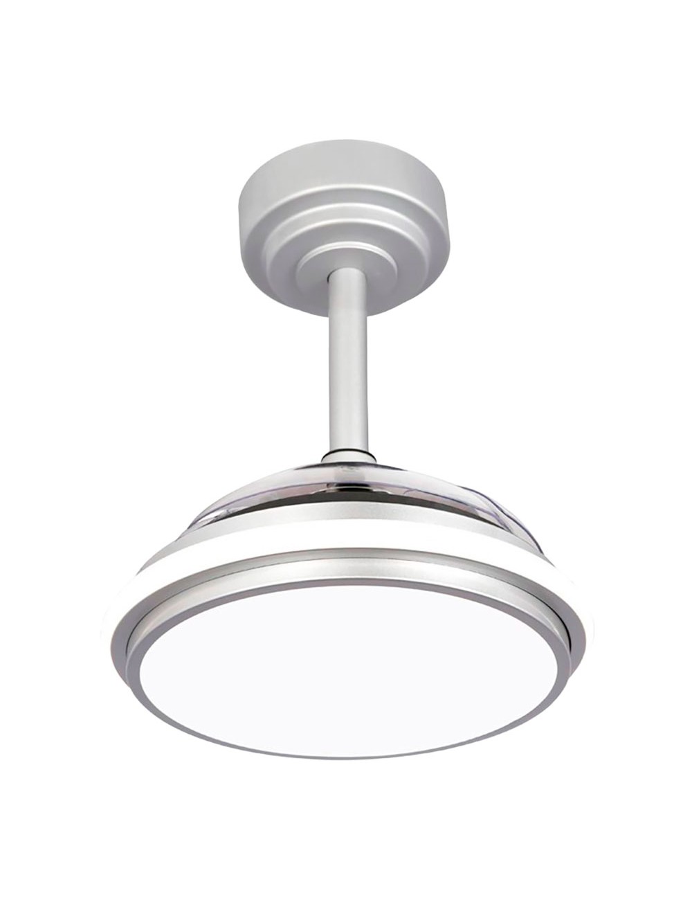 Ventilador de techo led 3cct aspas retráctiles antila mini xs 35 w 3000 lm plata, aspas ø55 cm, plafón ø32 cm, altura 38 - 4 ...