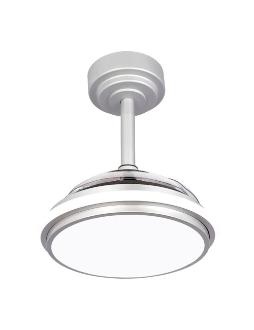 Ventilador de techo led 3cct aspas retráctiles antila mini xs 35 w 3000 lm plata, aspas ø55 cm, plafón ø32 cm, altura 38 - 4 ...
