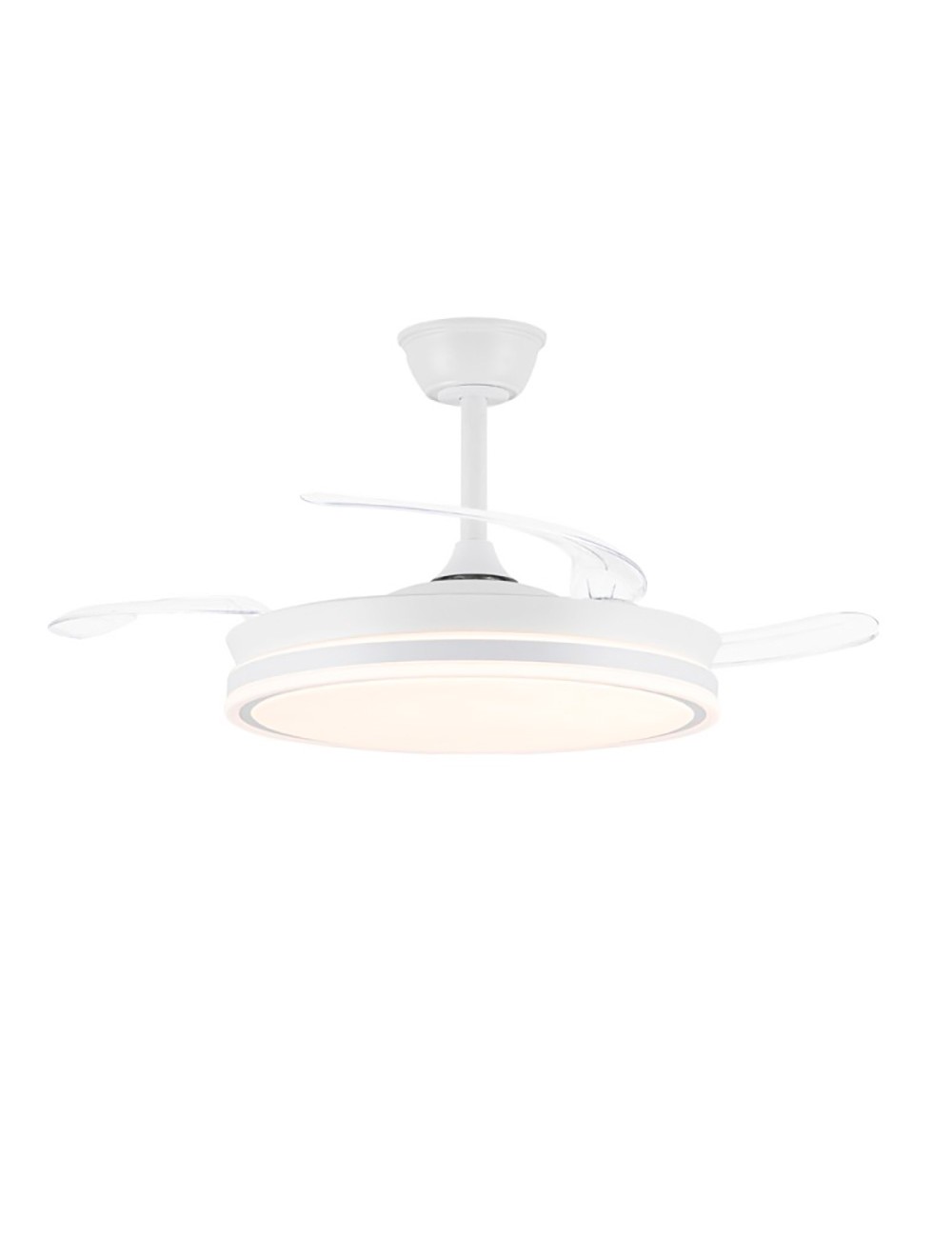 Ventilador de techo led 3cct aspas retráctiles evo smart 72 w 7920 lm blanco, aspas ø106 cm, plafón ø48,5 cm, altura 32 - 42 ...