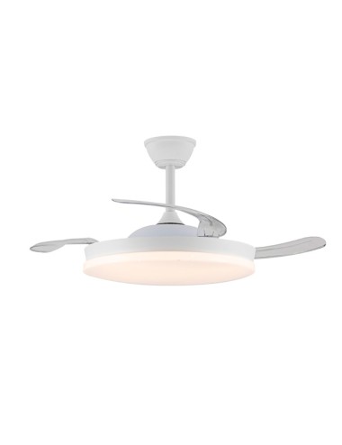 Ventilador de techo led 3cct aspas retráctiles stars evo smart 72 w 7920 lm blanco, aspas ø106 cm, plafón ø48,5 cm, altura 3 ...