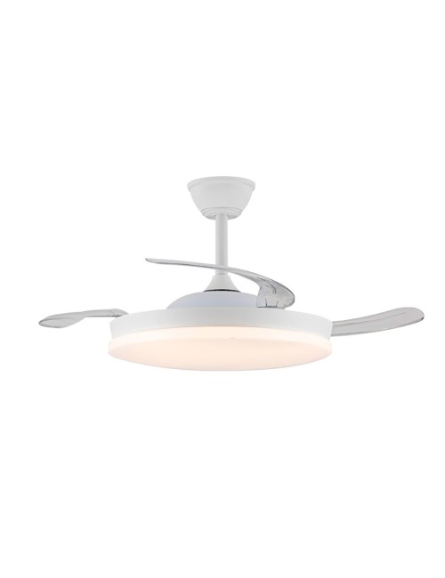 Ventilador de techo led 3cct aspas retráctiles stars evo smart 72 w 7920 lm blanco, aspas ø106 cm, plafón ø48,5 cm, altura 3 ...