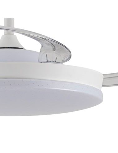 Ventilador de techo led 3cct aspas retráctiles stars evo smart 72 w 7920 lm blanco, aspas ø106 cm, plafón ø48,5 cm, altura 3 ...