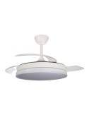 Ventilador de techo led 3cct aspas retráctiles supereco 45 w 4400 lm blanco, ø106 cm, plafón ø48,5 cm, altura 32 - 42 cm