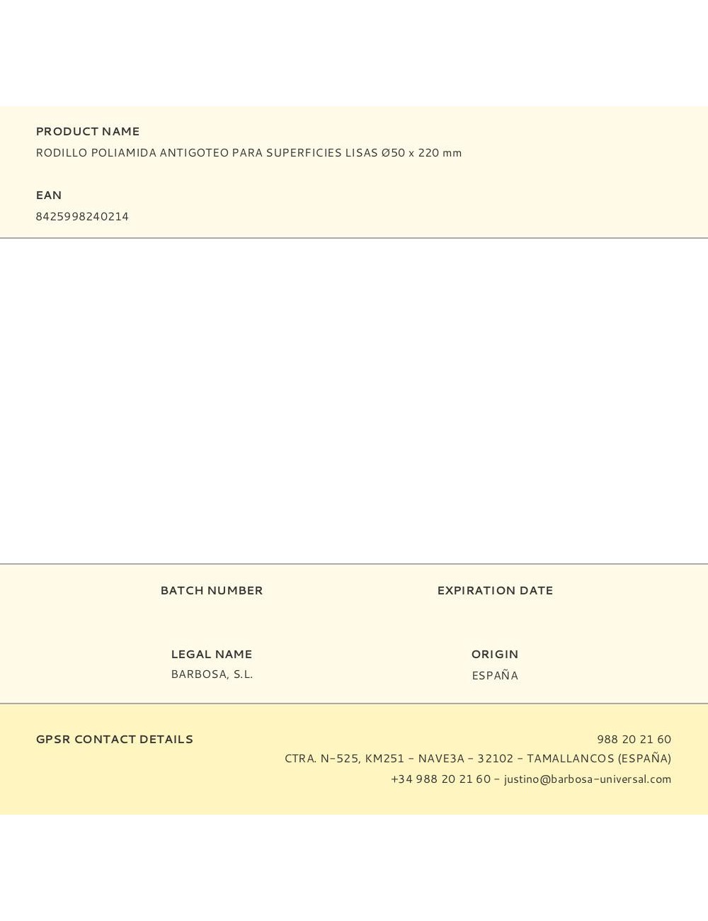 Rodillo poliamida antigoteo para superficies lisas ø50 x 220 mm