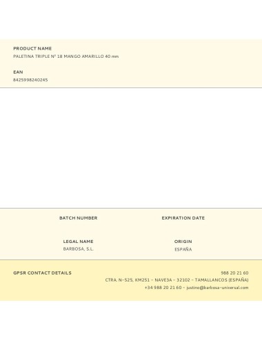 Paletina triple n 18 mango amarillo 40 mm