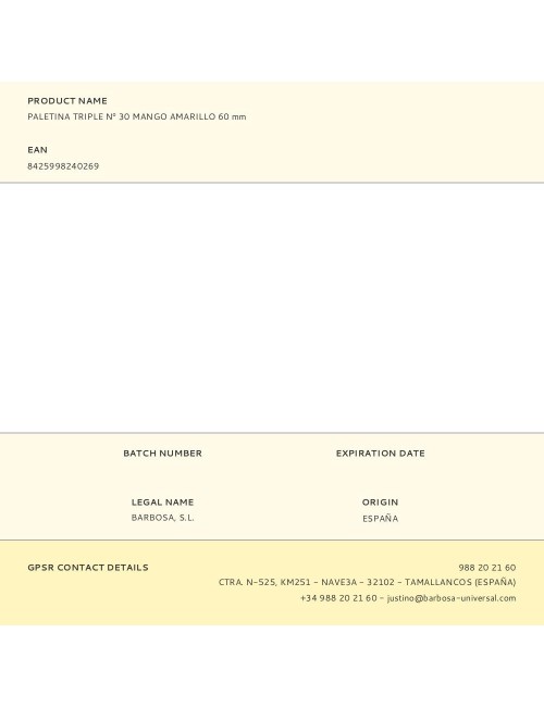 Paletina triple n 30 mango amarillo 60 mm