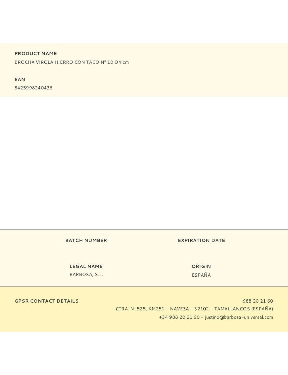 Brocha virola hierro con taco n 10 ø41 x 75 mm