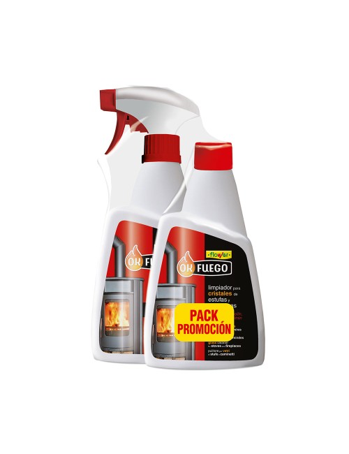 Okfuego limpiador para cristales de estufas y chimeneas, 500 ml, pack 2 uds