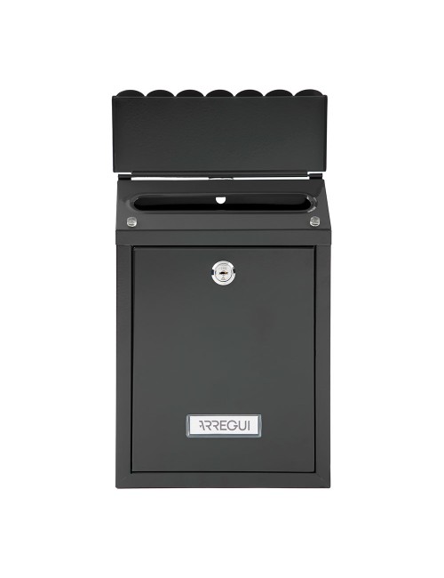 Buzón individual exterior, pequeño, civic, acero, negro, 21,6 x 8 x 30 cm