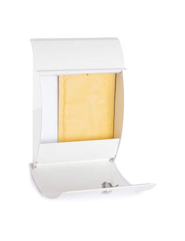 Buzón individual exterior, pequeño, galan, acero, blanco, 21 x 7,5 x 29 cm