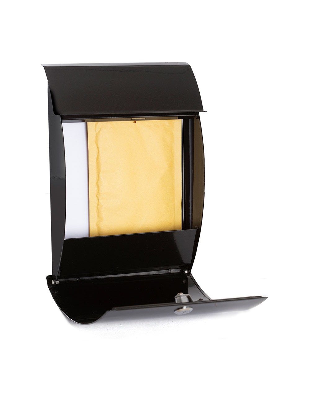 Buzón individual exterior, pequeño, galán, acero, negro, 21 x 7,5 x 29 cm