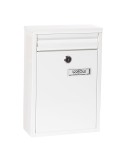 Buzón individual exterior, pequeño, zaguán, acero, blanco, 22 x 8 x 32 cm