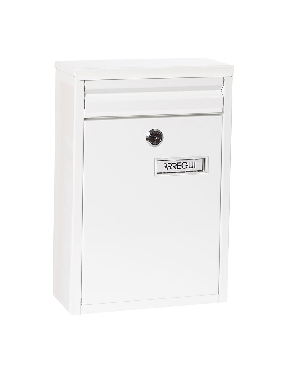 Buzón individual exterior, pequeño, zaguán, acero, blanco, 22 x 8 x 32 cm