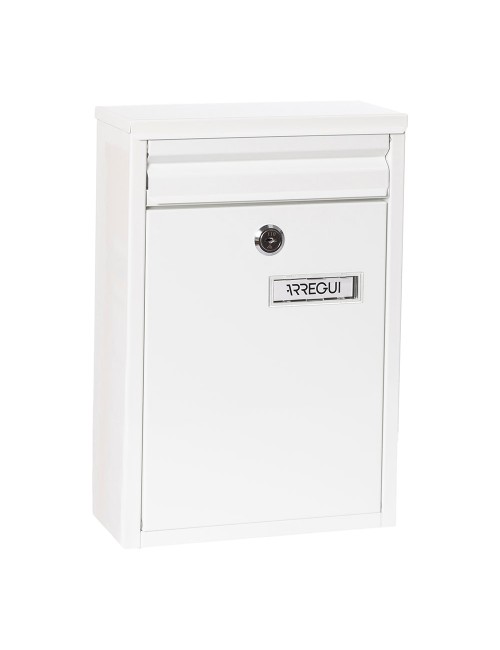 Buzón individual exterior, pequeño, zaguán, acero, blanco, 22 x 8 x 32 cm