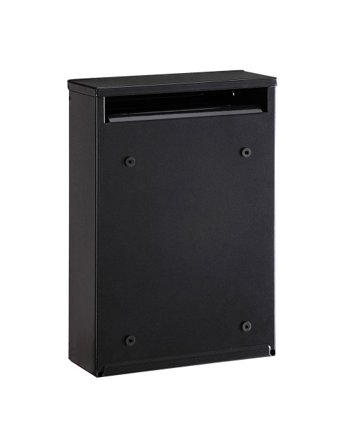 Buzón individual exterior, pequeño, zaguán, acero, negro, 22 x 8 x 32 cm