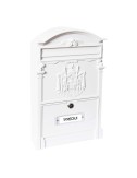 Buzón individual exterior mediano, residencia, aluminio, blanco, 26 x 9 x 42 cm
