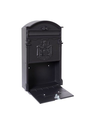 Buzón individual exterior mediano, residencia, aluminio, negro, 26 x 9 x 42 cm