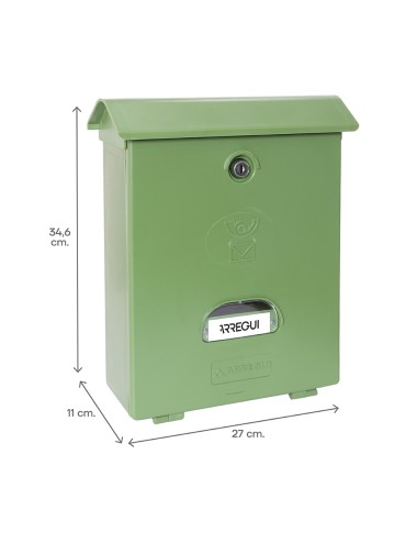 Buzón individual exterior, mediano, classic, poliestireno, verde, 27 x 11 x 34,6 cm