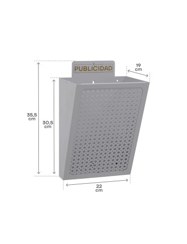 Cesta de publicidad e2302, acero, plata, 22 x 19 x 35,5 cm