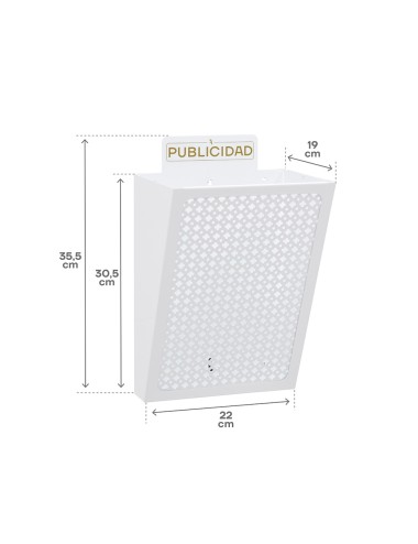 Cesta de publicidad e2304, acero, blanco, 22 x 19 x 35,5 cm