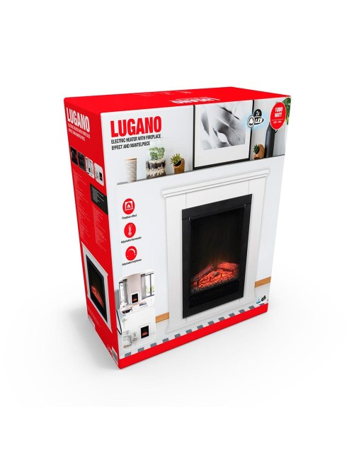 Estufa/chimenea eléctrica con repisa modelo lugano 1800 w