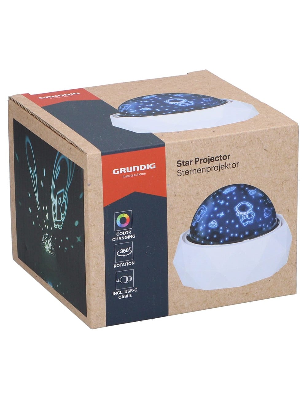 Luz nocturna decorativa led proyección espacial 11,5 x 11,5 x 9 cm