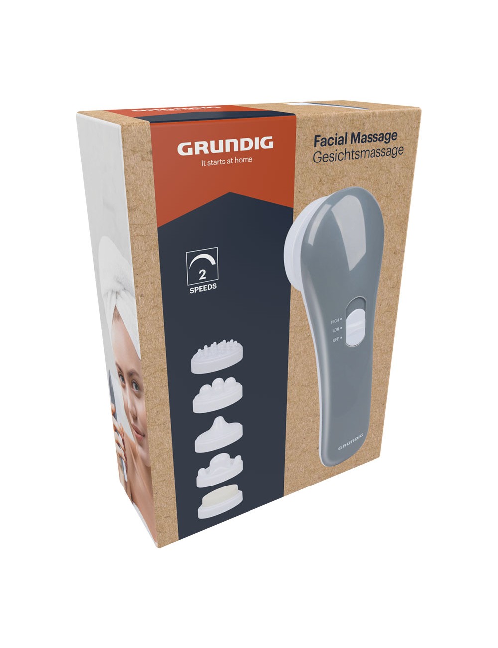 Masajeador facial con 5 cabezales extraíbles y 2 velocidades