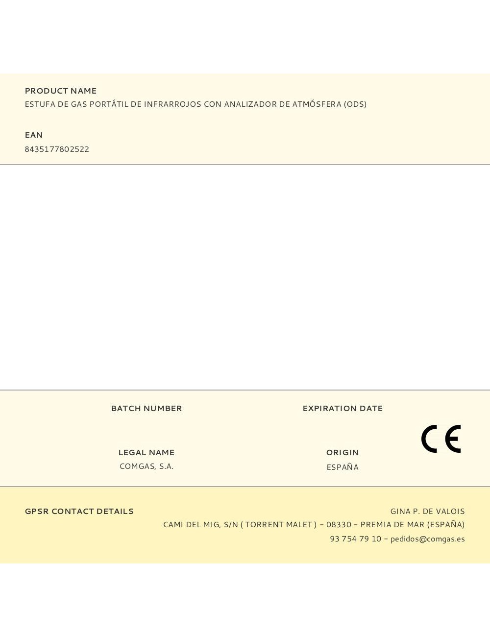 Estufa de gas portátil de infrarrojos con analizador de atmósfera (ods)
