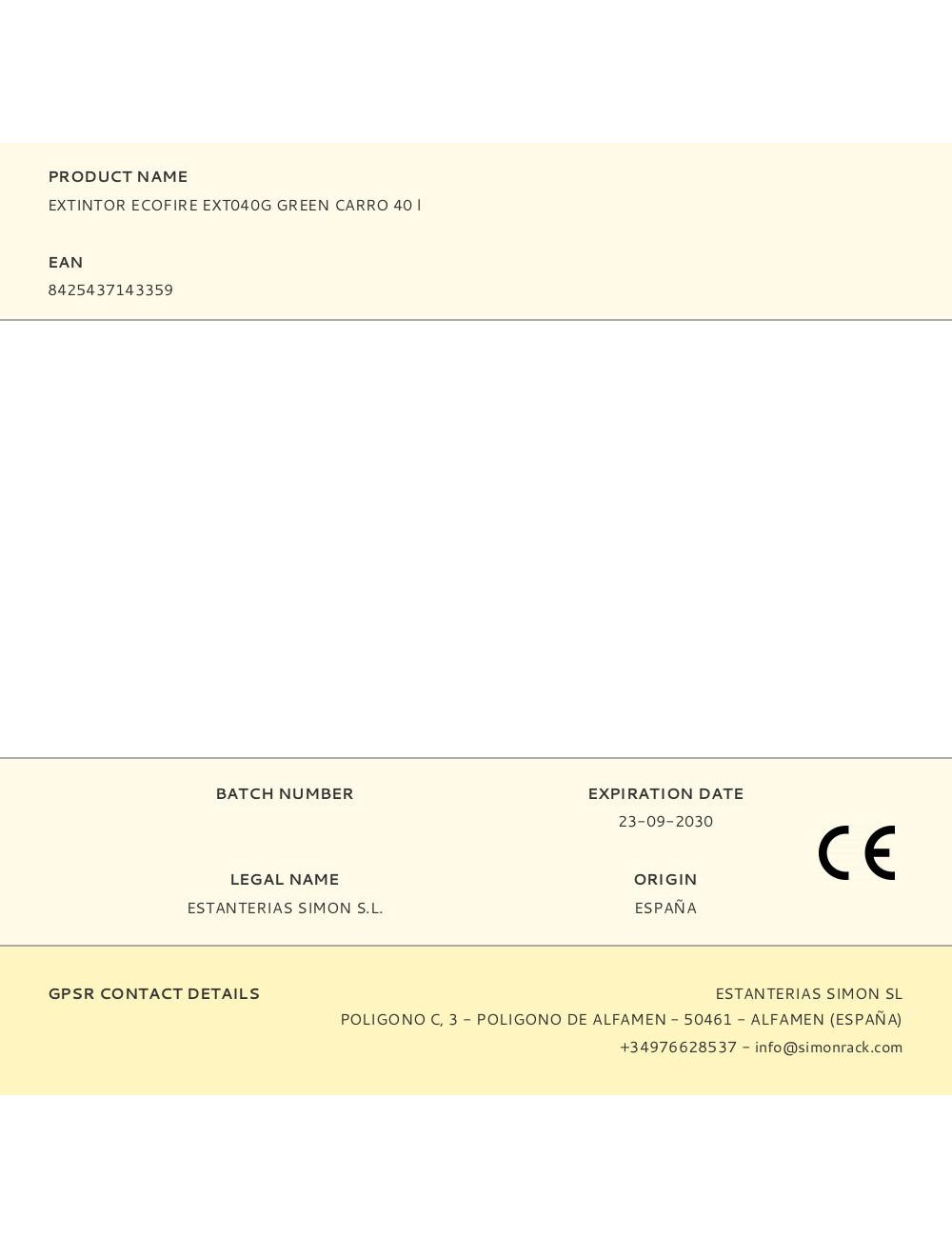 Extintor ecofire ext040g verde carro 40 l