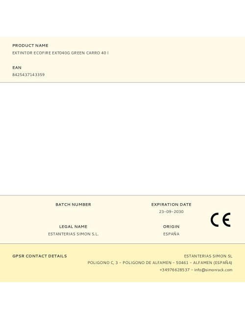 Extintor ecofire ext040g verde carro 40 l