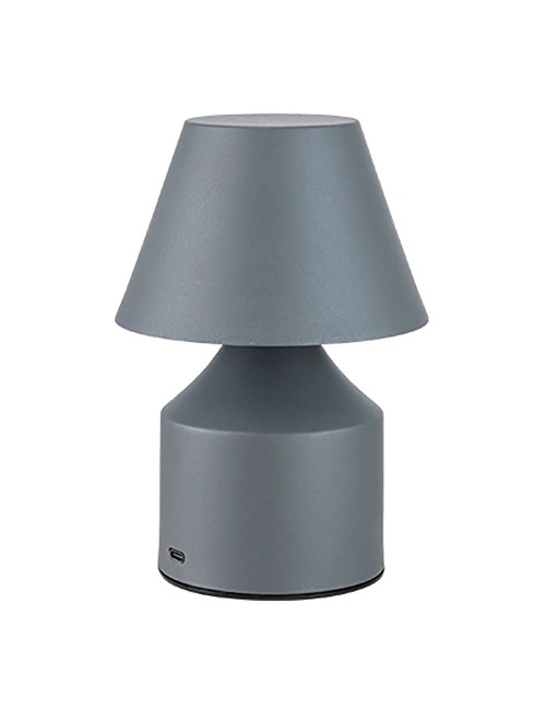 Lámpara metálica led 3cct de mesa recargable 2 w 200 lm, gris, ø110 x 163 mm