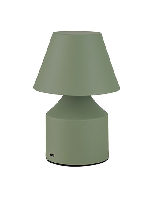 Lámpara metálica led 3cct de mesa recargable 2 w 200 lm, verde, ø110 x 163 mm