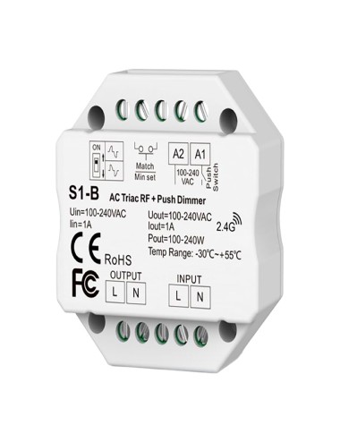 Regulador rf triac pastilla, todo tipo de lámparas, 1,5 a, 100 - 360 w, 100 - 240 v, ø52 x 26 mm
