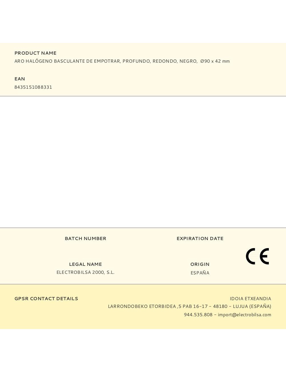 Aro halógeno basculante de empotrar, profundo, redondo, negro, ø90 x 42 mm