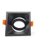 Aro halógeno basculante de empotrar, profundo, cuadrado, negro, 90 x 90 x 42 mm