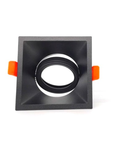 Aro halógeno basculante de empotrar, profundo, cuadrado, negro, 90 x 90 x 42 mm