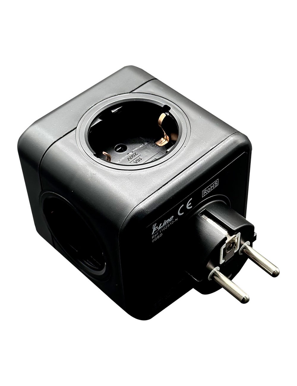 Clavija modular 5 tomas schuko 2p+t 16 a 3680 w 250 v~ negra compatible con ref 40292, 40293