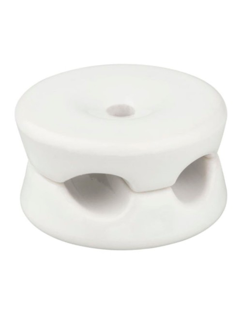 Sujetacables porcelana redondo doble blanco, 5 uds ø32 x 18,6 mm