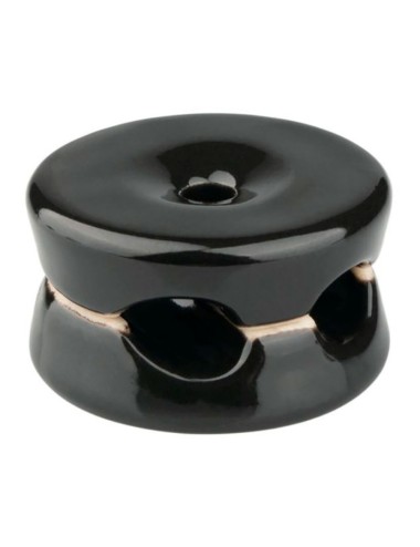 Sujetacables porcelana redondo doble negro, 5 uds ø32 x 18,6 mm