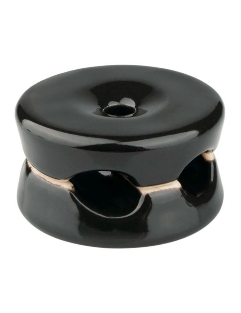 Sujetacables porcelana redondo doble negro, 5 uds ø32 x 18,6 mm
