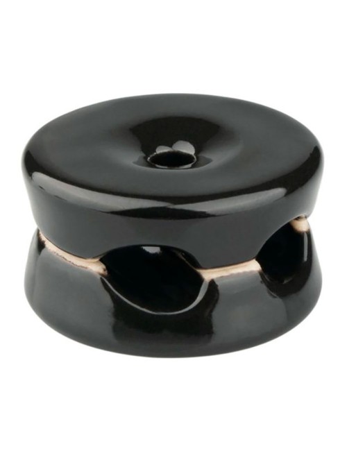 Sujetacables porcelana redondo doble negro, 5 uds ø32 x 18,6 mm