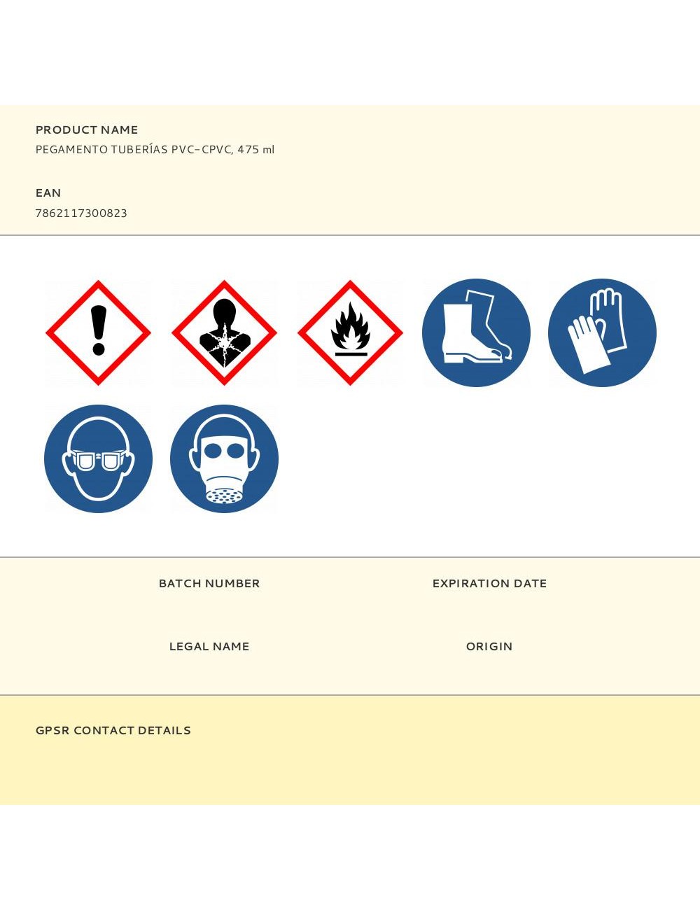 Pegamento tuberías pvc - cpvc, 475 ml