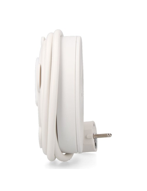 Base múltiple redonda 5 tomas 2p+t schuko, con interruptor, 1,5 m de cable h05vv-f 3g1,5 mm, 16a 250v~, blanca