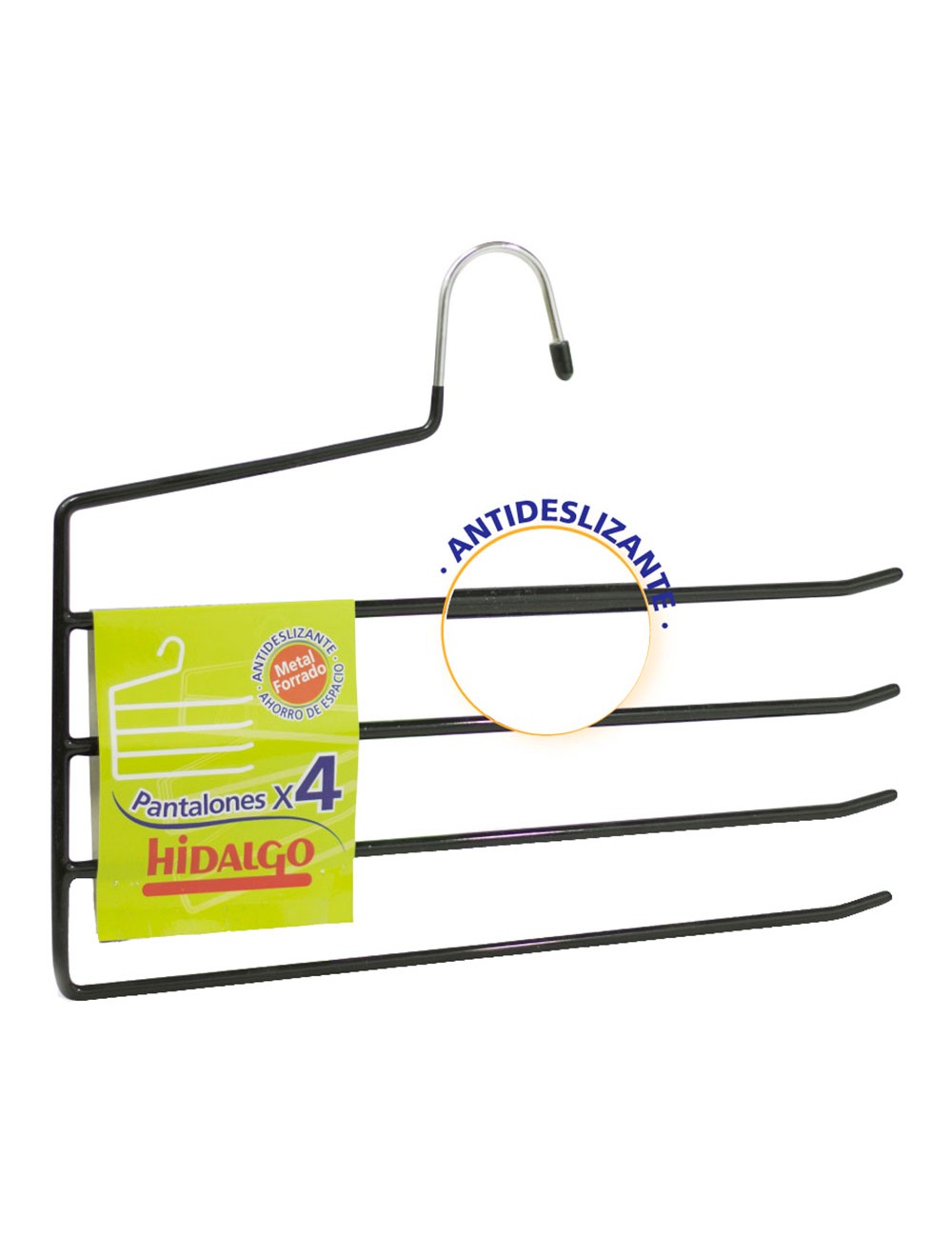 Percha antideslizante para 4 pantalones, color azul